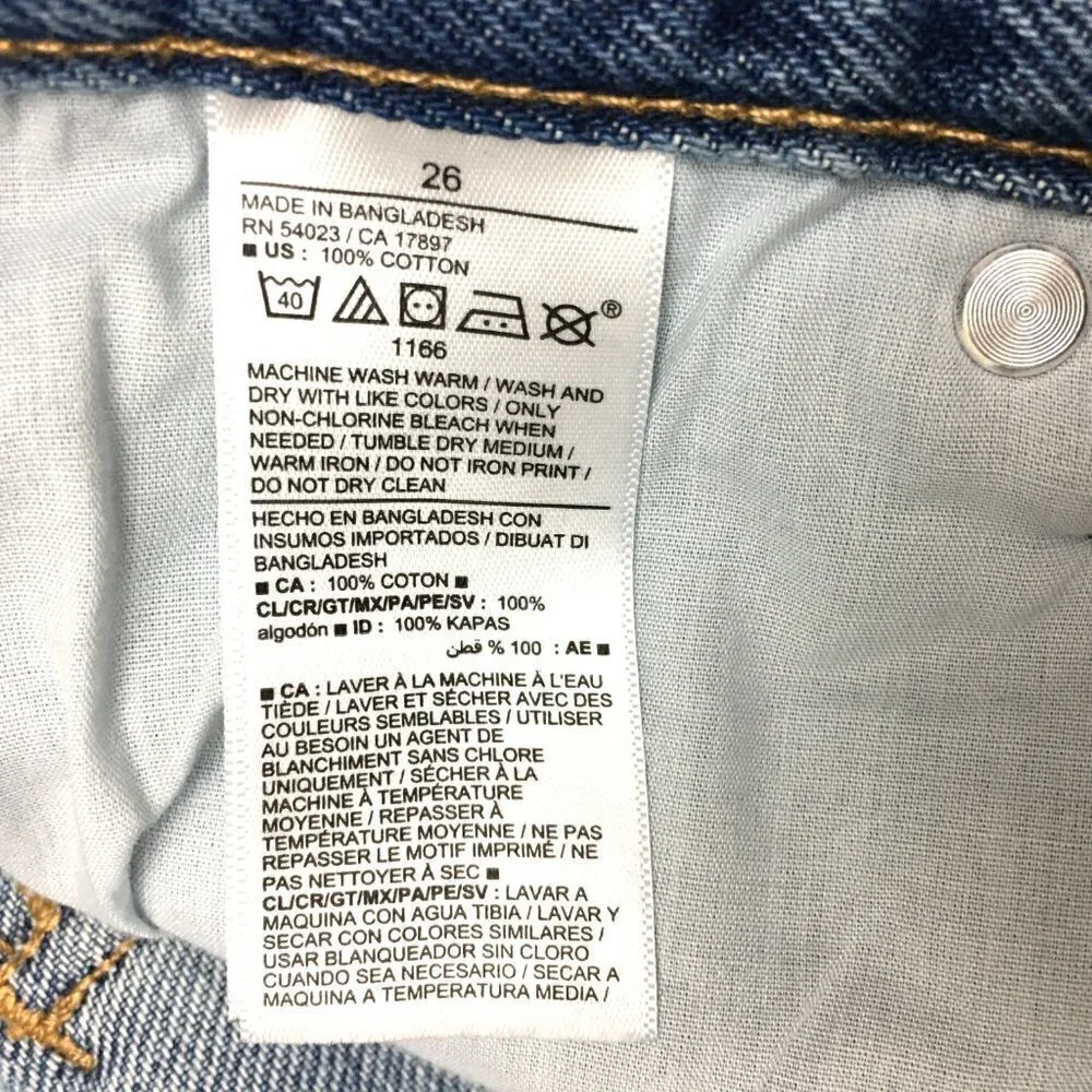 NEW Old Navy Women's Jeans Slouchy Straight Leg Crop Distressed Light Wash 26